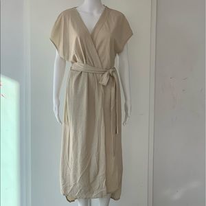 ZARA Rustic Wrap around Tan dress small NWOT!